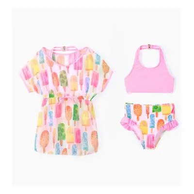 Kid Girl 3pcs Food Print Swimsuits Set