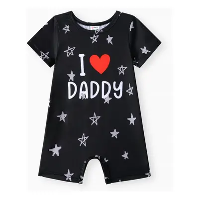 Baby Boy/Girl Love Heart and Letter Print All Over Stars Short-sleeve Romper