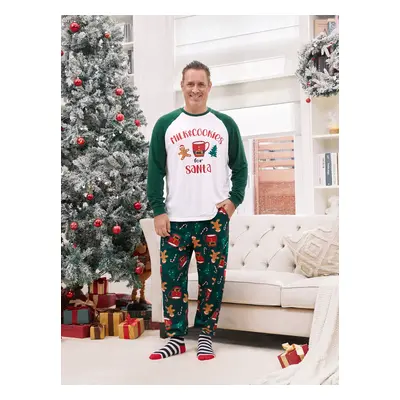 Christmas Family Pajamas Sets Raglan Sleeves Milk&Cookies for Santa Top and Allover Pants with D