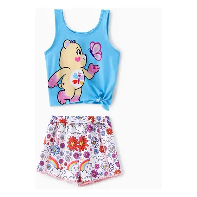 Care Bears Toddler Girls 2pcs Floral Butterfly Rainbow Print Tank Top with Shorts Set