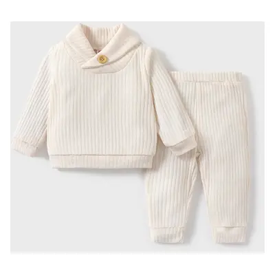 2pcs Baby Girl/Boy Casual Solid Color Set with Lapel