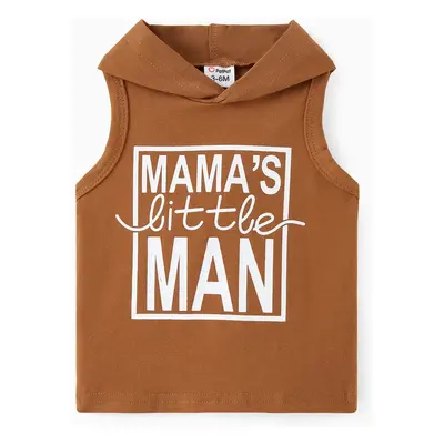 Baby Boy 95% Cotton Letter Print Hooded Tank Top