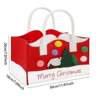 Christmas Felt Tote Bag for Party Supplies - Large Capacity Gift Bag