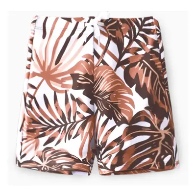 Family Matching Floral Drawstring Swim Trunks or Shell Edge Spliced One-Piece Strap Swimsuit