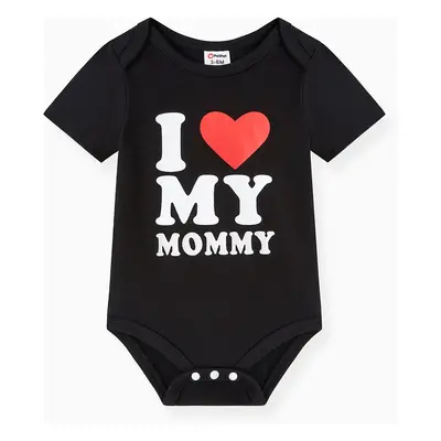 Baby Boy/Girl Heart & Letter Print Short-sleeve Romper