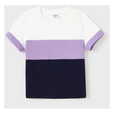 Family Matching Sets Color Block Tee or Lavender Purple Button Elastic Waist Ruffle Hem Strap Dr