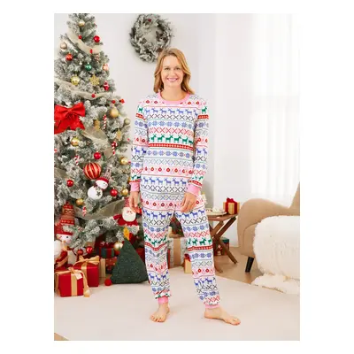 Christmas Family Matching Vibrant Snowflake/Reindeer/Christmas Light Pattern Pajamas Sets with P