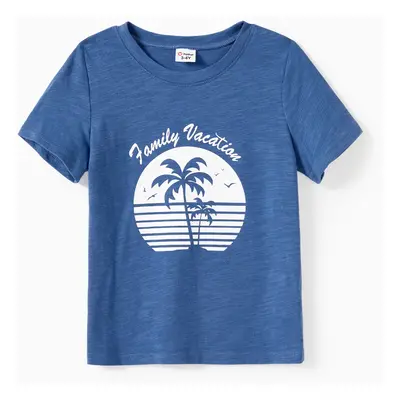 Family Matching Vacation Vibe Short Sleeves Coconut Tree Graphic Tees