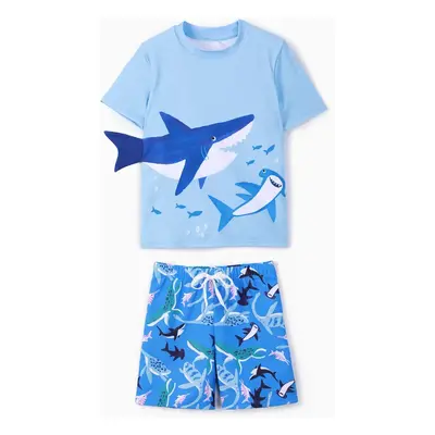 Kid Boy 2pcs Shark Print Swimsuits Set