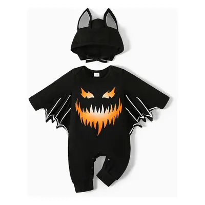 Baby Boy/Girl Clothes Halloween 2pcs 95% Cotton Batwing Sleeve Jumpsuit with Hat Set