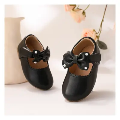 Toddler/Kids Elegant 3D Bowtie PU Lace Trim Leather Shoes