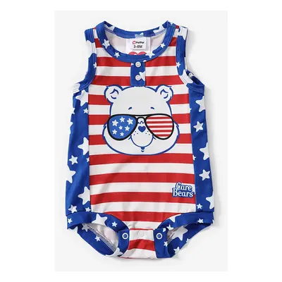 Care Bears Baby Boys/Girls Independence Day 1pc Character Striped Print Sleeveless Onesie