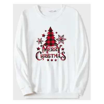 Family Matching Plaid Tree and Letter Print Long Sleeve Top