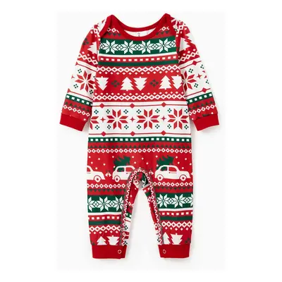 Christmas Pajamas Matching Family Outfits Christmas Tree Delivery Truck Pattern PJs Sets