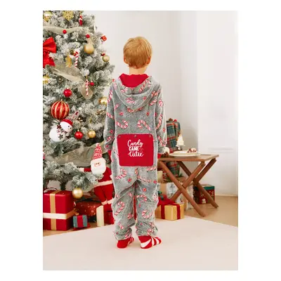 Onesies Pajamas Matching Christmas Outfits Candy Cane Pattern (Glow in the Dark)