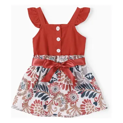 Baby Girl 2pcs Bohemia Crop Top and Geometric Pattern Skirts Set