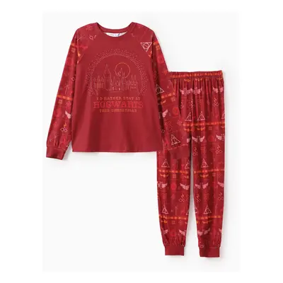 Harry Potter Family matching Christmas Hogwarts Pattern Pajamas Set(Flame Resistant)