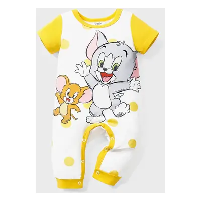 Tom and Jerry Baby Boy Short-sleeve Graphic Print Polka Dots or Striped Naia™ Jumpsuit