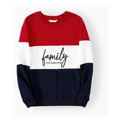 Family Matching Colorblock Letter Print Crew neck Long-sleeve Sweatshirts