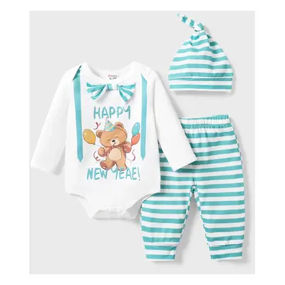 3pc Baby Boy New Year Stripe Top and Pants Set