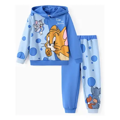 Tom and Jerry Toddler Boy 2pcs Colorblock Long-sleeve Hoodies And Pants Set