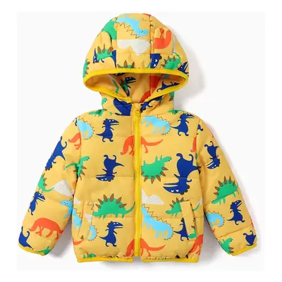 Toddler Boy Dinosaur Pattern Quilted Cotton-Padded Jacket