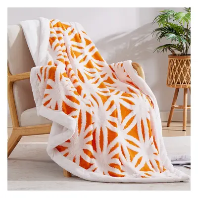 PatPat 3D Floral Coral Fleece Sherpa Blanket