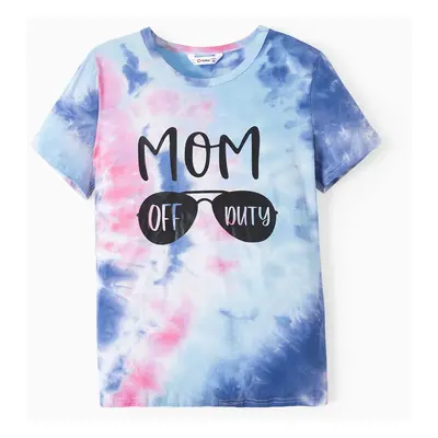 Family Matching Tie-Dye Sunglasses Pattern Short Sleeves Tops