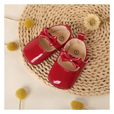 Baby Bow Decor Velcro Solid Prewalker Shoes