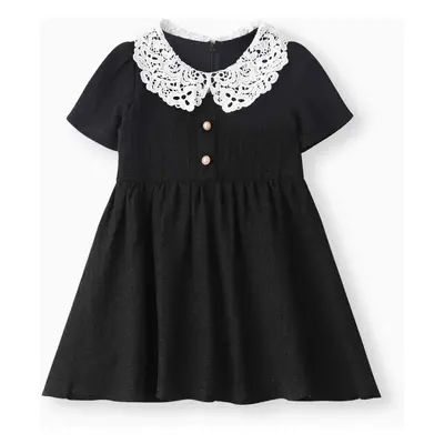 Toddler Girl Elegant Lace Collar Design Dress