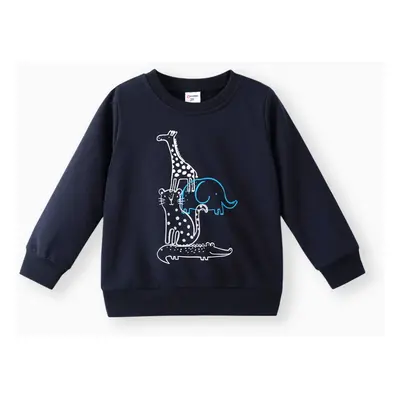 Toddler Boy Childlike Style Animal Pattern Sweatshirt