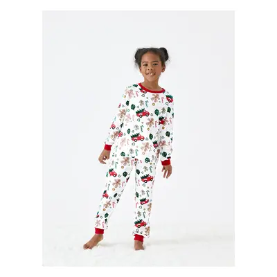 Christmas Family Pajamas Allover Xmas Tree and Gingerbread Man Pattern Matching Collared Sets