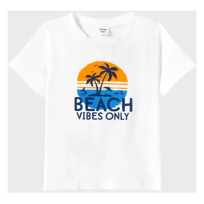 Family Matching Island and Coconut Tree Pattern Beach Vacation Oversize Graphic Tee