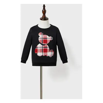 Family Matching Casual Long-sleeve Color-block Tops & Grid/Houndstooth Belted Dresses Sets