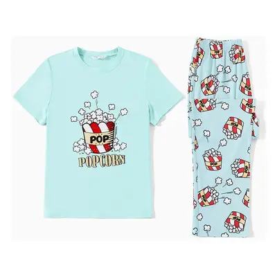 Christmas Family Matching Popcorn Print Short-sleeve Cotton Pajamas Sets