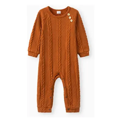 Baby Boy/Girl Solid Cable Knit Long-sleeve Jumpsuit