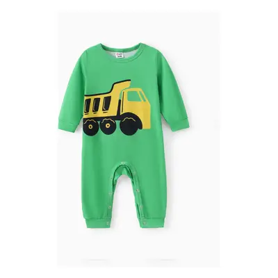 Naia™ Baby Boy Allover Construction Vehicle Print Long-sleeve Jumpsuit