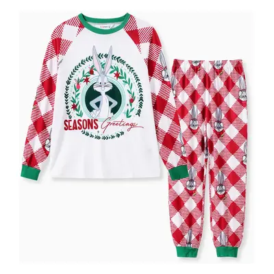 Looney Tunes Family Matching Christmas Character Print Contrasted Long-sleeve Pajamas Top And Al