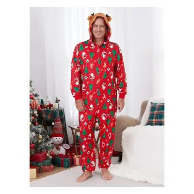 Christmas Family Pajamas Sets 3D Reindeer Hooded Allover Print Onesies