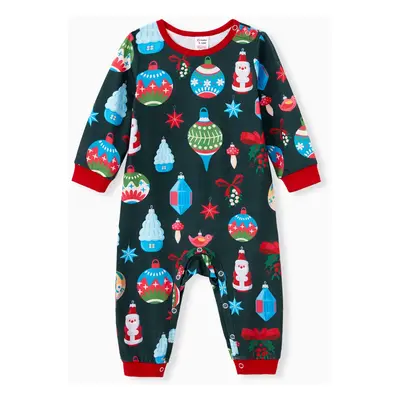 Christmas Family Matching Allover Christmas Light Pattern Pajamas Sets with Drawstring and Pocke