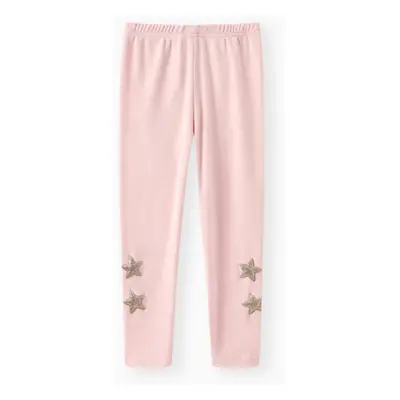 Kid Girl Glitter Stars Embroidered Elasticized Leggings