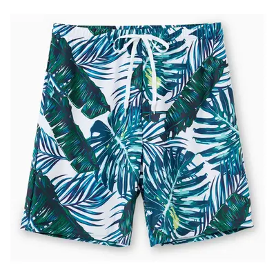 Family Matching Allover Palm Leaf Print Crisscross One-piece Swimsuit and Swim Trunks