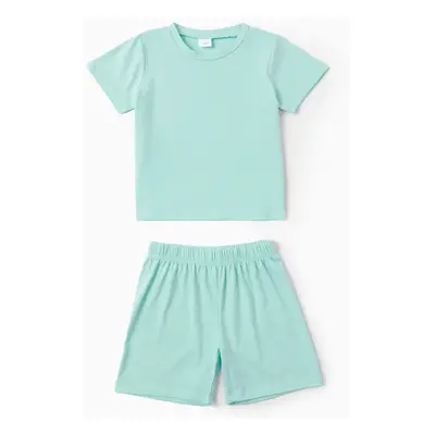 Toddler Boy/Girl 2pcs Cotton Solid Color Tee and Shorts Set