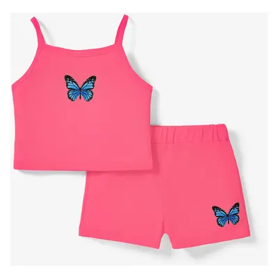 Toddler Girl 2pcs Butterfly Print Camisole and Shorts Set