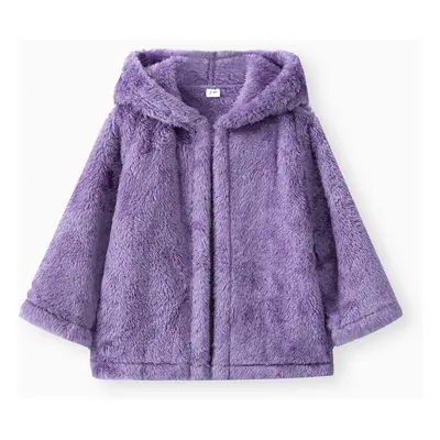 Toddler Girl/Boy Basic Solid Color Polar Fleece Hooded Coat