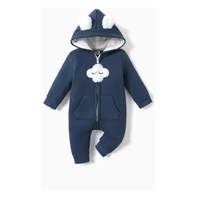 Baby Boy/Girl Clothes Beat Style Cloud Design Fleece-lining Zipper Jumpsuit