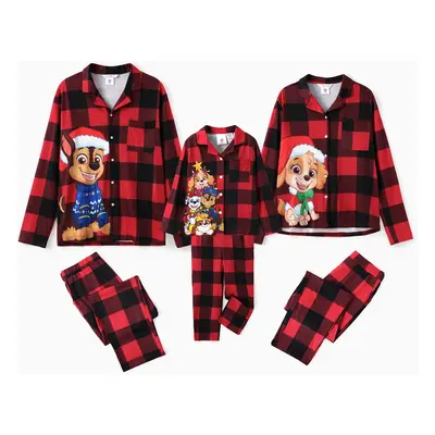 PAW Patrol Family matching Christmas Chase Marshall Skye Rubble Plaid Print Lapel Pajamas Set (F