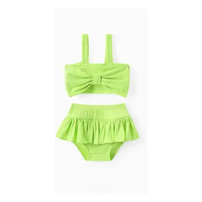 Baby Girl 2pcs Bowknot Crop Camisole and Ruffled Shorts Set