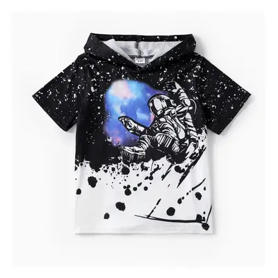 Kid Boy Childlike Space Oversized Hooded T-shirt