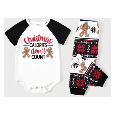 Christmas Family Matching Gingerbread Man Print Short-sleeve Pajamas Sets